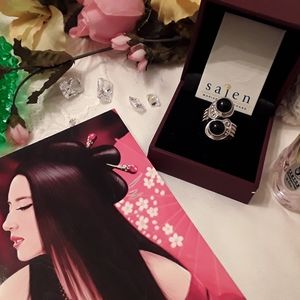 SAJEN DESIGNER 925 NEW, SOLID STERLING ONYX RING 6